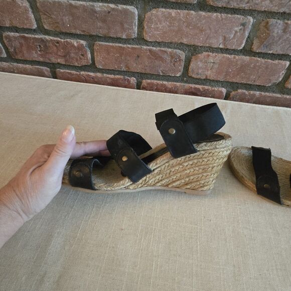 Eric Michael Espadrill Sandal Size 5 Black Elastic Straps - Picture 8 of 11